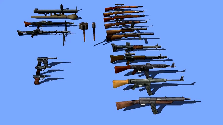 German Weapons of WW2 (extrem low poly)