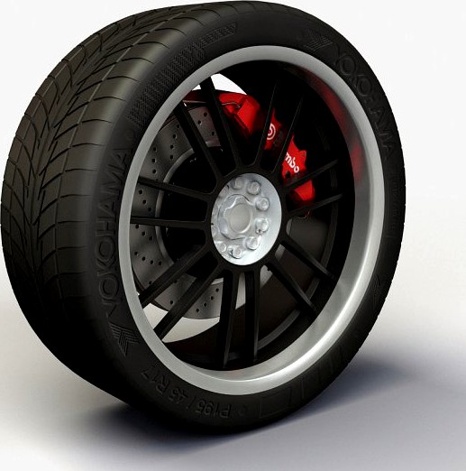 Wheel Akita Racing Ak25 rims and tire 3D Model