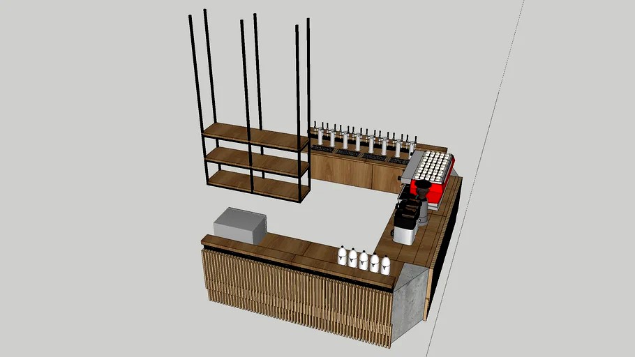 Coffee Bar Counter + Coffee Machine + Coffee Brewer grinder