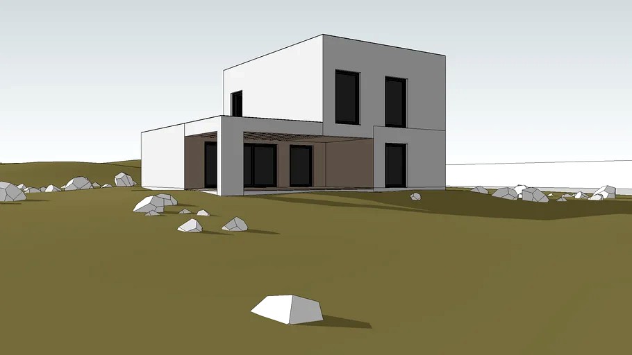 Modern house with terrain