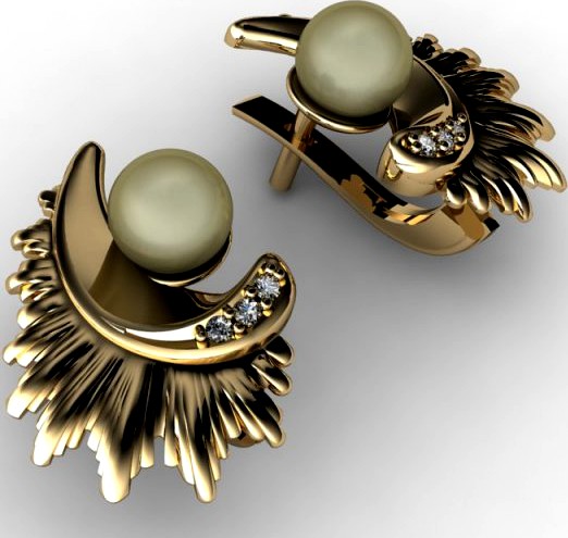 Earring with pearl 3D Model