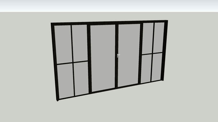 Wooden frame glass double door