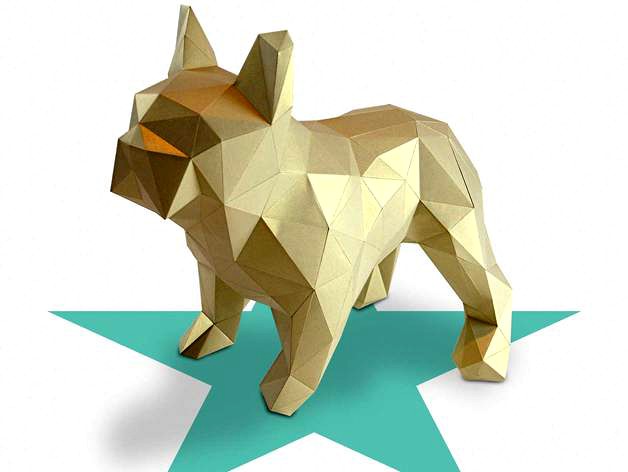 Dogo - DIY folding kit for a beautifull geometric low poly diamond style French Bulldog by Studiorenate