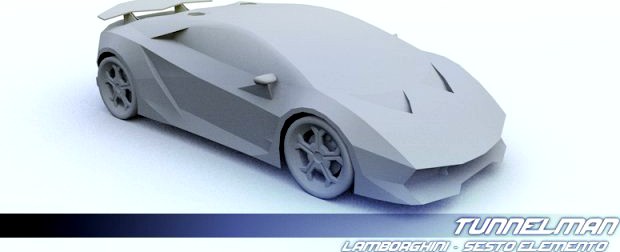 Low Poly Lamborghini Sesto Elemento 3D Model