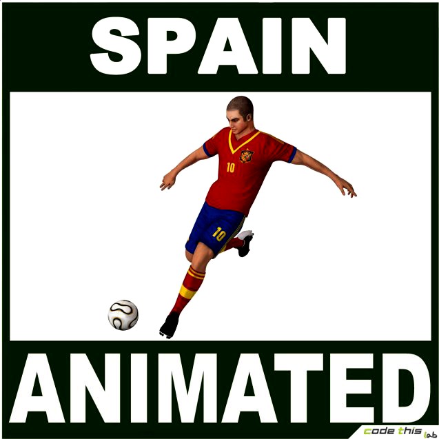 Soccer Player Spain CG 3D Model