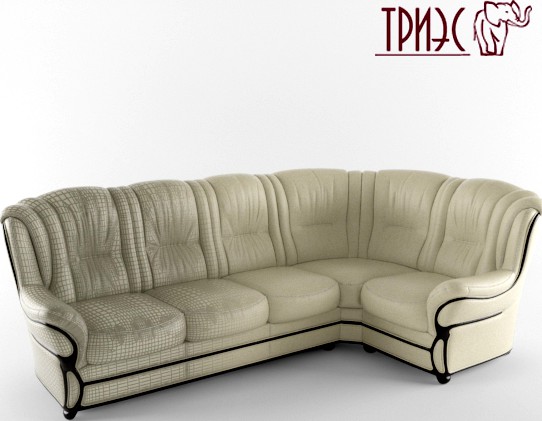 Угловой кожаный диван с деревянным декором Диана-6 (фабрика ТРИЭС)