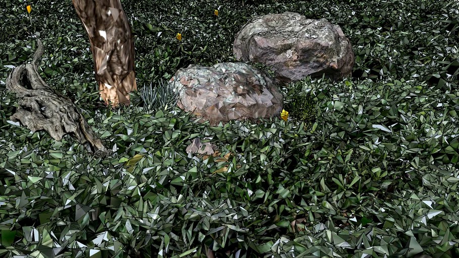 Simulat 3d scan: Forest Floor: Gazania Tomentosa with Boulder