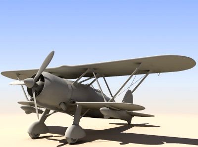 Fiat CR42 Falco Fighter BiPlane 3D Model