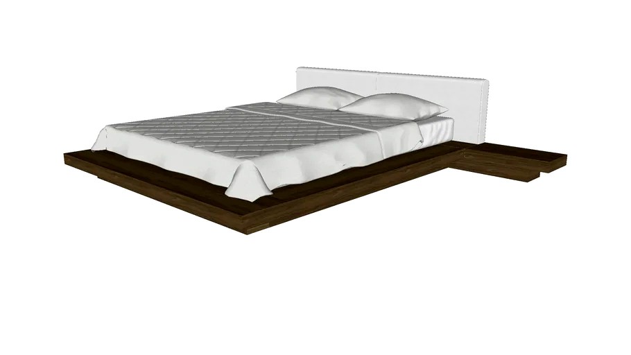 Worth Queen Bed in White Eco Leather and Walnut by Modloft