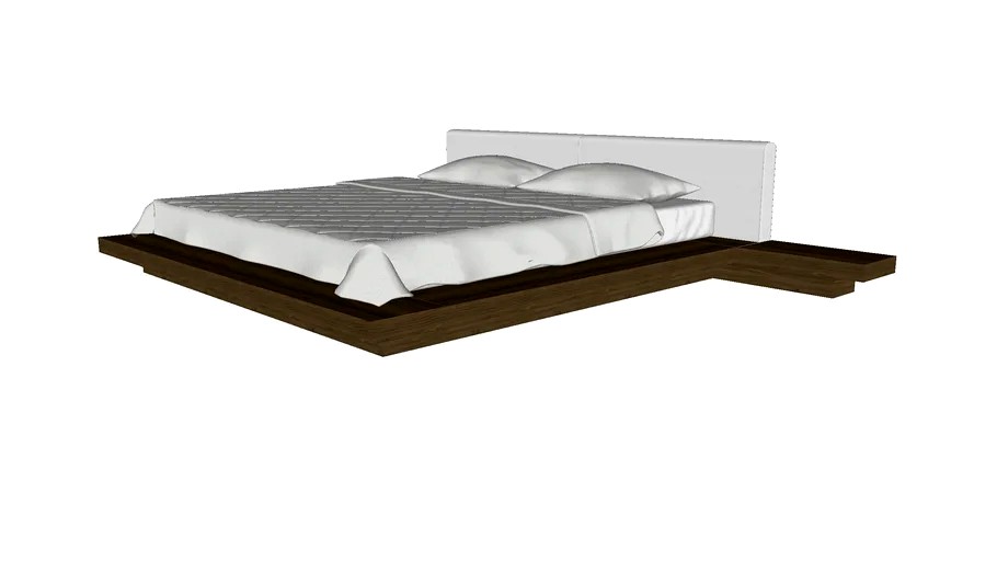 Worth King Bed in White Eco Leather and Walnut by Modloft