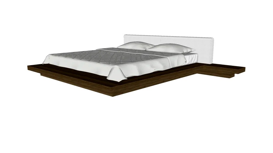 Worth Cal King Bed in White Eco Leather and Walnut by Modloft