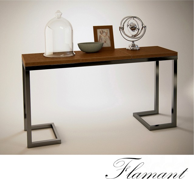 Flamant - Console dalou leather with decor