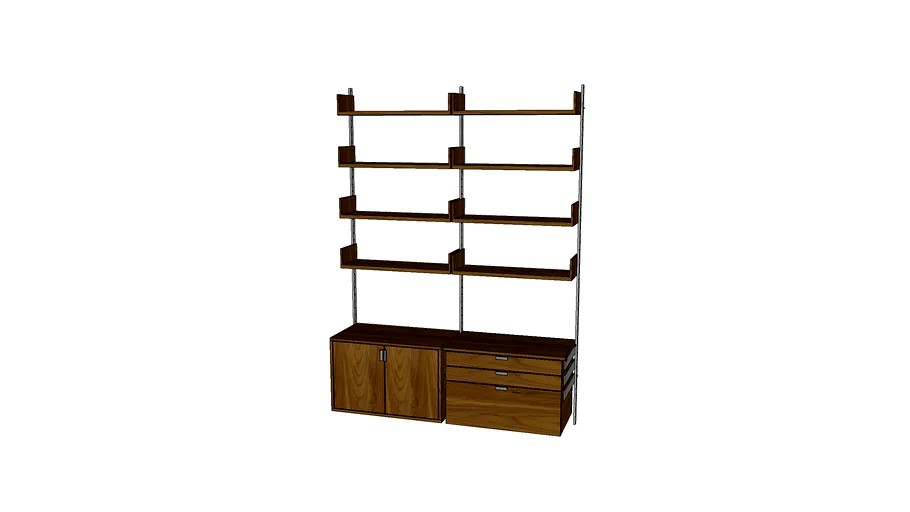 AS4 wall-mounted modular shelving and cabinets