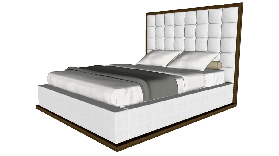 Ludlow Queen Bed in White Eco Leather and Walnut by Modloft