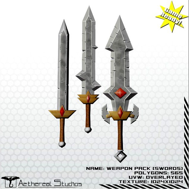 Fantasy Weapon Sword Pack 3D Model