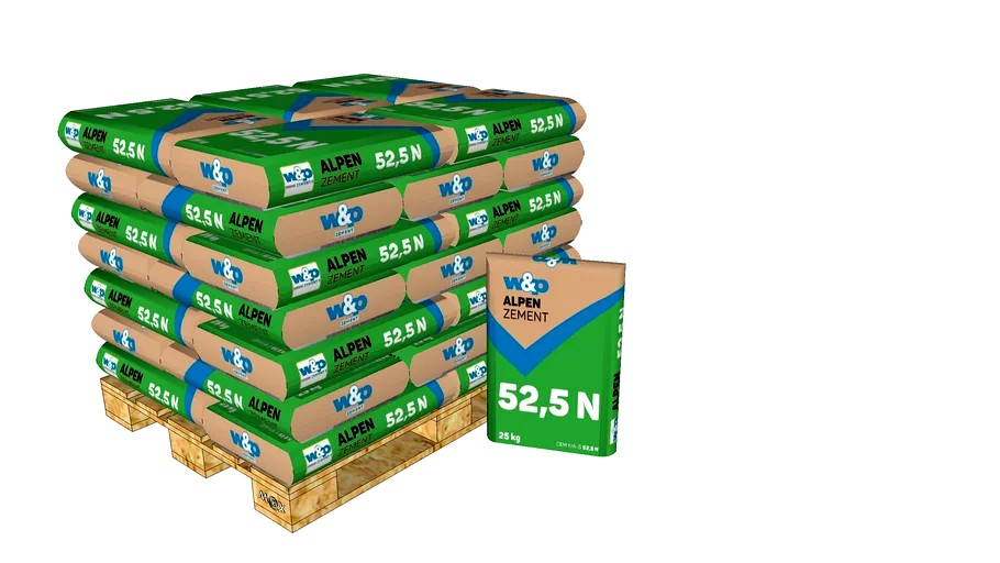 ALPEN ZEMENT PALLET CEMENT BAG #SACCHI DI CEMENTO#W&P#POLVERE GRIGIA