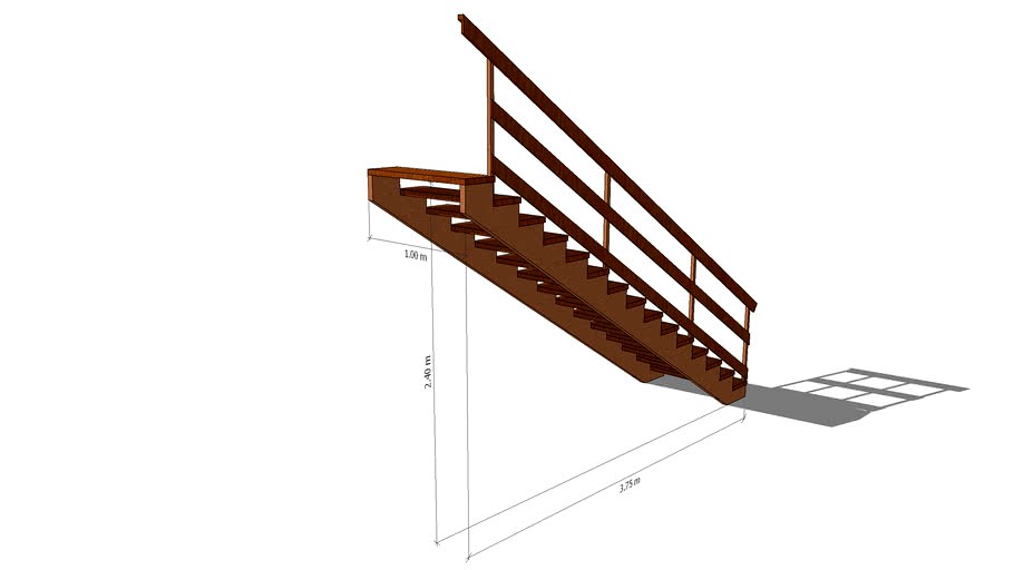Escalera de madera de un tramo.