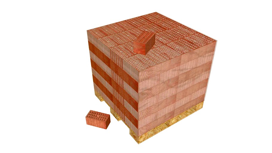 BRICKS PALLET POROTON FOR EXTERIOR WALLS WITH TRANSPARENT PVC FILM COVER CM 12X12X25