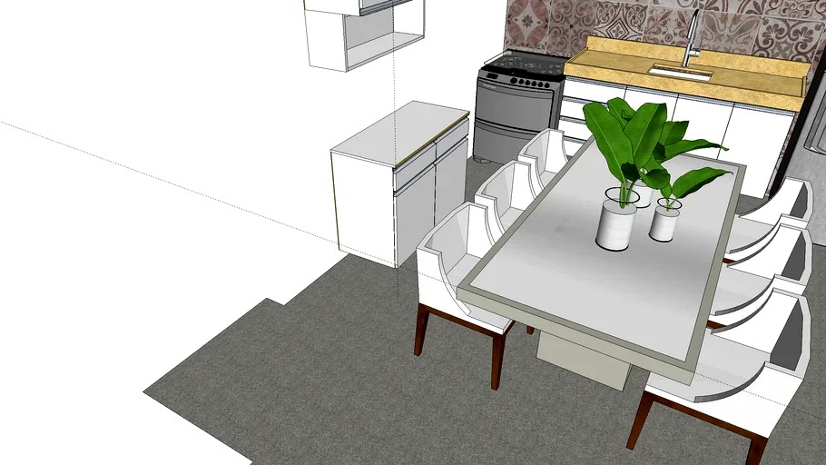 MESA RETANGULAR COM 4 CADEIRAS