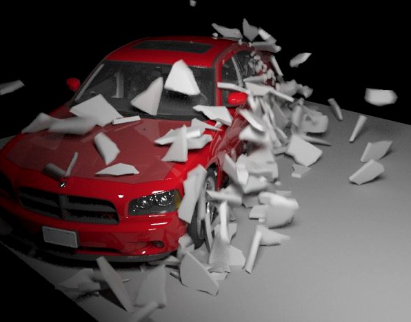 Rayfire plugins fragmention wall on car 3D Model