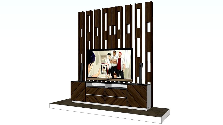 Tv Table with Wall Partition