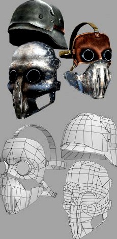 Nazi Mask and Helmet 3D Model