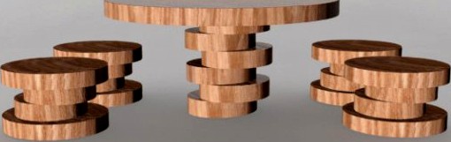 Wooden table with chairs 3D Model