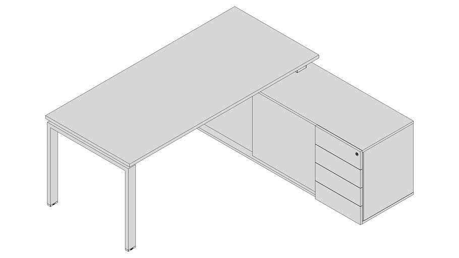 Mesa Gerente com armário credenza - PLU7367 - 4Gavetas dir.