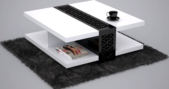 Coffee table Black and white 3D Model
