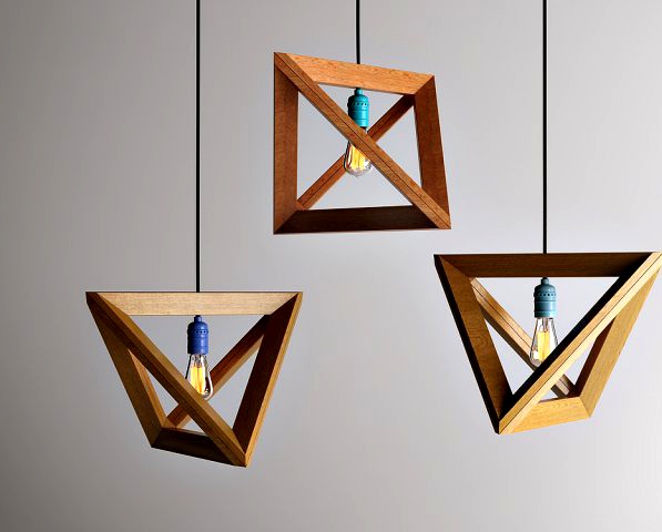 Geometric Wooden Lampshades 3D Model