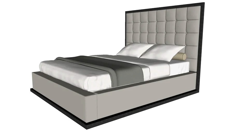 Ludlow Queen Bed in Pearl Gray Eco Leather and Gray Oak by Modloft