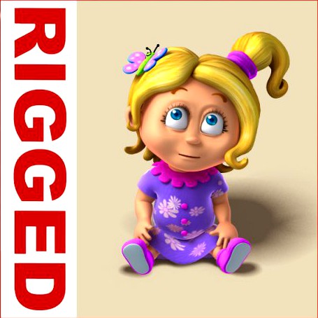 Girl baby cartoon rigged 01 3D Model