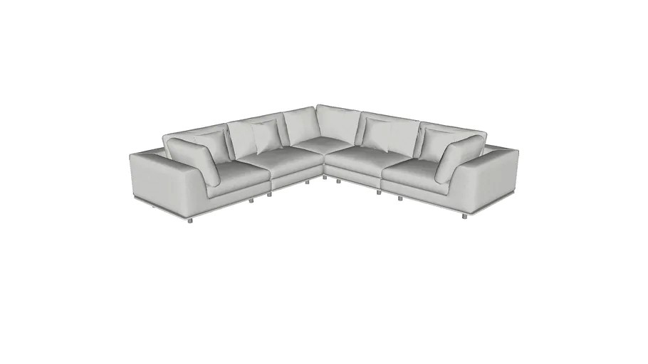 Perry 2 Arm Corner Sofa in Moonbeam Fabric by Modloft