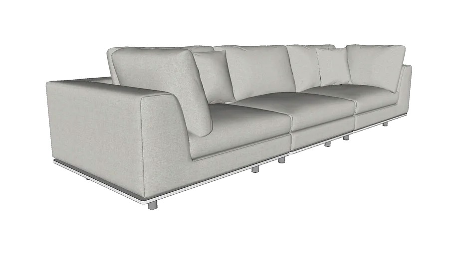 Perry Three Seat Sofa in Moonbeam Fabric by Modloft