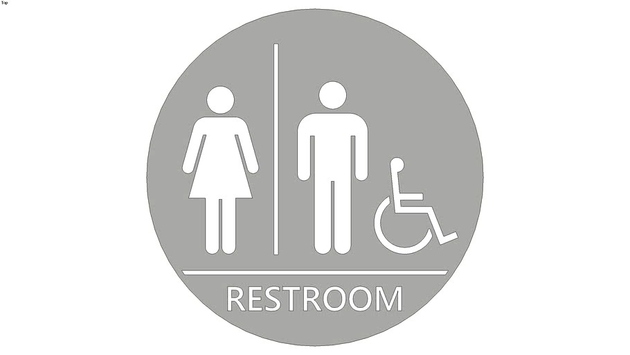 Women/Men/Handicap Restroom Sign (Clear Circular) 3d model