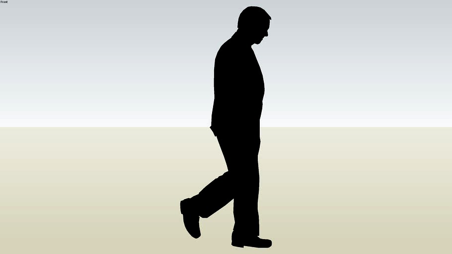 2d silhouette man, walking in a suit