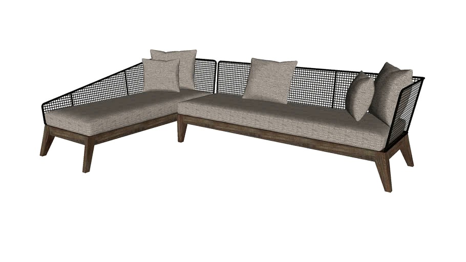 Netta Sectional Left-Facing Sofa in Dark Gray Cord and Weathered Eucalyptus by Modloft