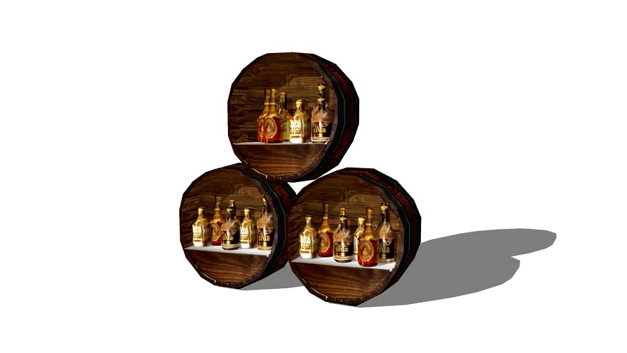Wall-mounted Barrel Liquor Shelves