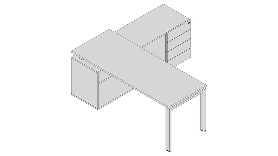 Mesa Gerente com armário credenza - PLU7356 - 4Gavetas dir.