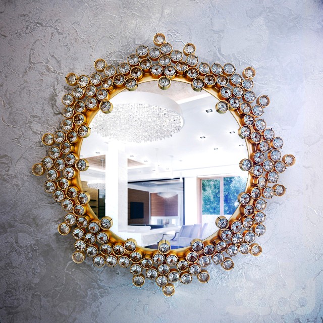 Petit Palwa Gilded Brass and Crystal Mirror