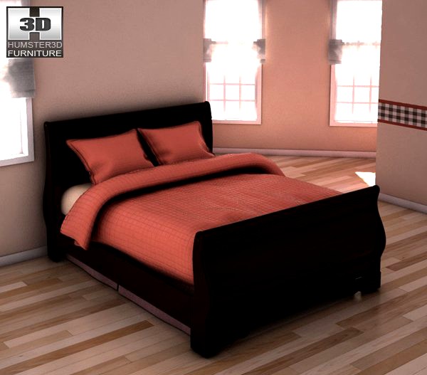 Ashley Huey Vineyard Twin Sleigh Headboard Bed3d model