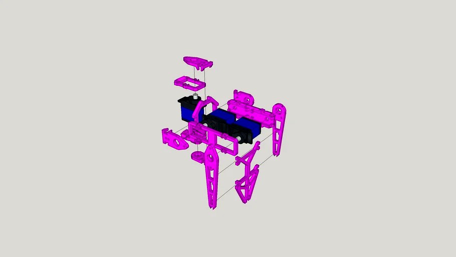 Hexapod v2 - Leg part - Exploded view