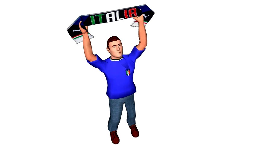 ITALIAN FOOTBALL FAN STANDING WITH SCARF ITALY