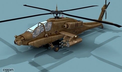 AH-64D Apache Longbow Helicopter 3D Low-Poly3d model