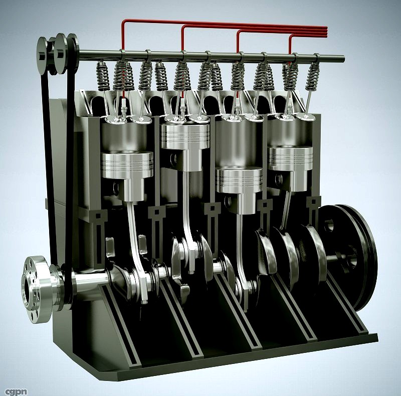 L4 16V Engine Section3d model