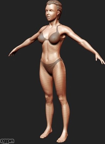Basic woman in bikini med rez3d model