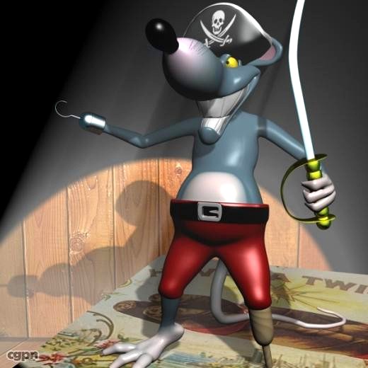 Pirate Rat Jack Sparrow Rigged3d model