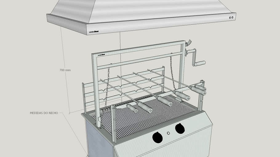 Churrasqueira a Gás inox CH70 com coifa - Construflama
