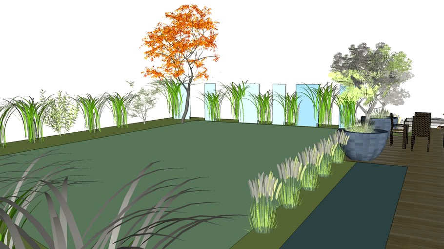 Garten mit Knumox Elementen aus Glas Sichtschutz Exclusiv für den Garten