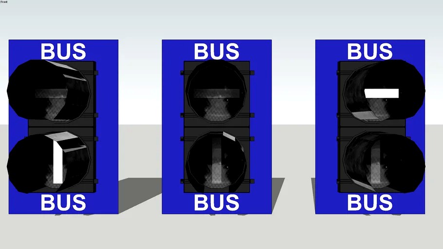 Blue-Backplated 2-section Bus Transit signals. 3d model